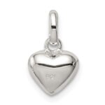 Sterling Silver Polished Pink Enamel Flower on Heart Children's Pendant - Image 4