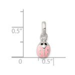 Sterling Silver Polished Pink & Black Enameled Ladybug Children's Pendant - Image 3