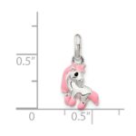 Sterling Silver Polished Pink & Black Enameled Pony Children's Pendant - Image 4