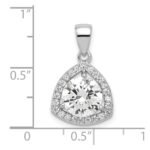 Sterling Silver Rhodium-plated Polished CZ Pendant - Image 3