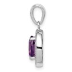 Sterling Silver Rhodium-plated Polished Amethyst and CZ Pendant - Image 2
