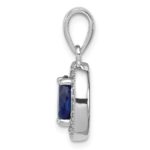 Sterling Silver Rhod-plated Dark Blue and White CZ Oval Pendant - Image 2