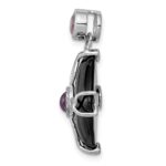 Sterling Silver Rhodium-plated Black Agate and Amethyst Pendant - Image 2