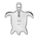 Sterling Silver Rhodium-plated Polished Created Blue Opal Turtle Slide - Image 4