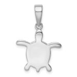 Sterling Silver Rhodium-plated Polished Created Blue Opal Turtle Pendant - Image 4