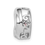 Sterling Silver Platinum-plated Polished Vibrant Pink CZ Circle Pendant - Image 2