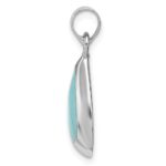 Sterling Silver Rhodium Polished Lab Created Turquoise Teardrop Pendant - Image 2