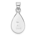 Sterling Silver Rhodium Polished Lab Created Turquoise Teardrop Pendant - Image 4