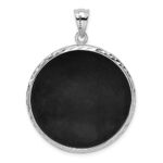 Sterling Silver Rhodium-plated Filigree Diamond Cut Onyx Circle Dangle Pendant - Image 4