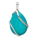 Sterling Silver Polished Synthetic Turquoise Pendant - Image 4