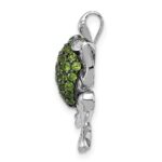 Sterling Silver Rhodium White Topaz & Chrome Diopside Frog Pendant - Image 2