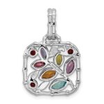 Sterling Silver Rhodium-plated Multi Gemstone Pendant - Image 4