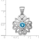 Sterling Silver Rhodium-plated w/Blue Topaz Pendant - Image 4