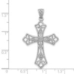 Sterling Silver Rhodium & Diam. Filigree Cross Pendant - Image 3