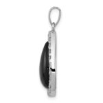 Sterling Silver Rhodium-plated CZ and Onyx Tear drop Pendant - Image 2
