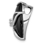 Sterling Silver Rhodium Plated Onyx and CZ Slide - Image 2
