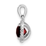 Sterling Silver Rhod-plate 1.05Garnet/Creat. White Sapphire Pendant - Image 2