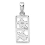 Sterling Silver Rhodium-plated Polished Blue Created Opal Starfish and Turtle Rectangle Pendant - Image 3