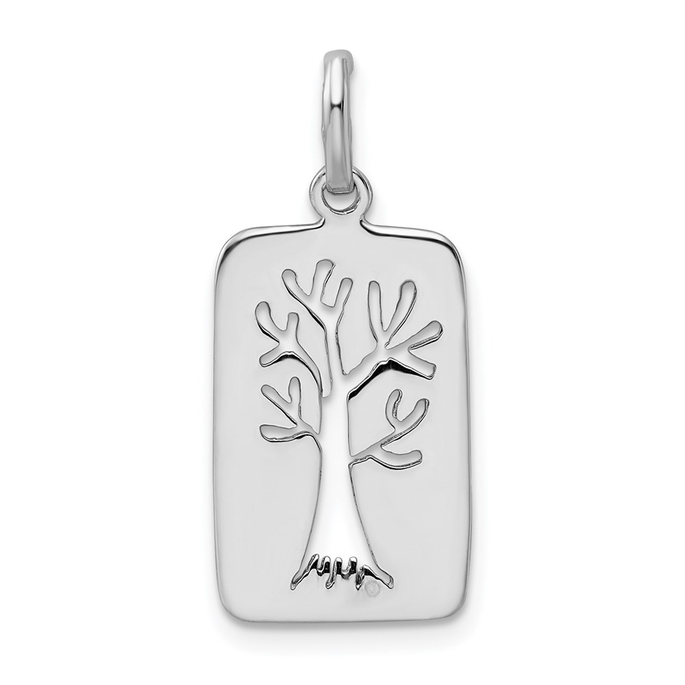 QP4902.jpg Sterling Silver Rhodium-plated Polished Tree Cut-out Charm - Image 1