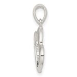 Sterling Silver Polished Glitter Enamel Heart w/Butterfly Pendant - Image 2