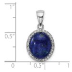 Sterling Silver Rhodium-plated Polished w/Lapis & White Topaz Pendant - Image 4