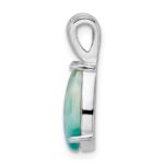 Sterling Silver Rhodium-plated Lab Created Larimar Teardrop Pendant - Image 2