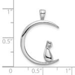 Sterling Silver Rhodium-plated Cat On Moon Pendant - Image 4