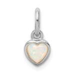 Sterling Silver Rhodium Plated Lab Created Opal Heart Pendant