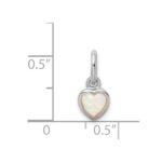 Sterling Silver Rhodium Plated Lab Created Opal Heart Pendant - Image 4