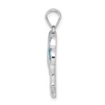 Sterling Silver Rhodium-plated Created Blue Opal Palm Trees Pendant - Image 2