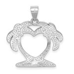 Sterling Silver Rhodium-plated Created Blue Opal Palm Trees Pendant - Image 3