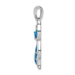 Sterling Silver Rhodium-plated Created Opal Cat Pendant - Image 2