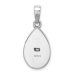 Sterling Silver Rhodium-plated Created Opal Inlay Teardrop Pendant - Image 3