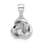 Sterling Silver Rhodium-plated Polished CZ Love Knot Pendant - Image 3