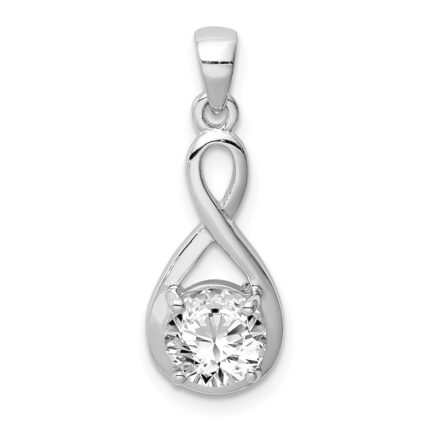 Sterling Silver Rhodium-plated 6.5mm CZ Teardrop Pendant