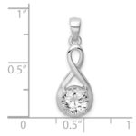 Sterling Silver Rhodium-plated 6.5mm CZ Teardrop Pendant - Image 4
