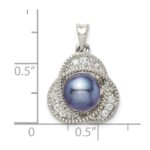 Sterling Silver Rhod-pltd Black FWC Pearl and White Topaz Pendant - Image 3