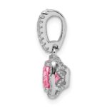 Sterling Silver Rhodium-plated Pink & White CZ Slide - Image 2