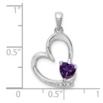 Sterling Silver Rhodium-plated Amethyst and Diamond Heart Pendant - Image 4