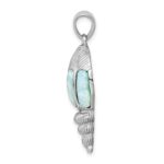 Sterling Silver Rhodium-plated Polished and Antiqued Larimar Shell Pendant - Image 2