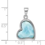 Sterling Silver Rhodium-plated Larimar Heart Pendant - Image 4