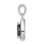 Sterling Silver Rhod Plated Purple and Clear CZ Pendant - Image 2