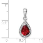 Sterling Silver Rhod Plated Red and Clear CZ Pendant - Image 4