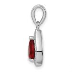 Sterling Silver Rhodium-Plated Red and Clear CZ Pendant - Image 2