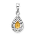 Sterling Silver Rhodium Plated Yellow and Clear CZ Pendant - Image 3
