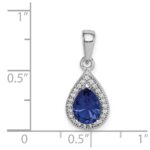 Sterling Silver Rhodium Plated Blue and Clear CZ Pendant - Image 3