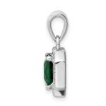 Sterling Silver Rhodium Plated Clear CZ and Square Green CZ Pendant - Image 2