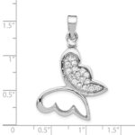 Sterling Silver Rhodium-plated Butterfly CZ Ash Holder Pendant - Image 4