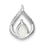 Sterling Silver Rhodium Plated CZ and Lab Created Opal Chain Slide - Image 3