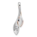 Sterling Silver RH-plated & Rose Gold-plated Polished & Brushed Leaf Slide - Image 3